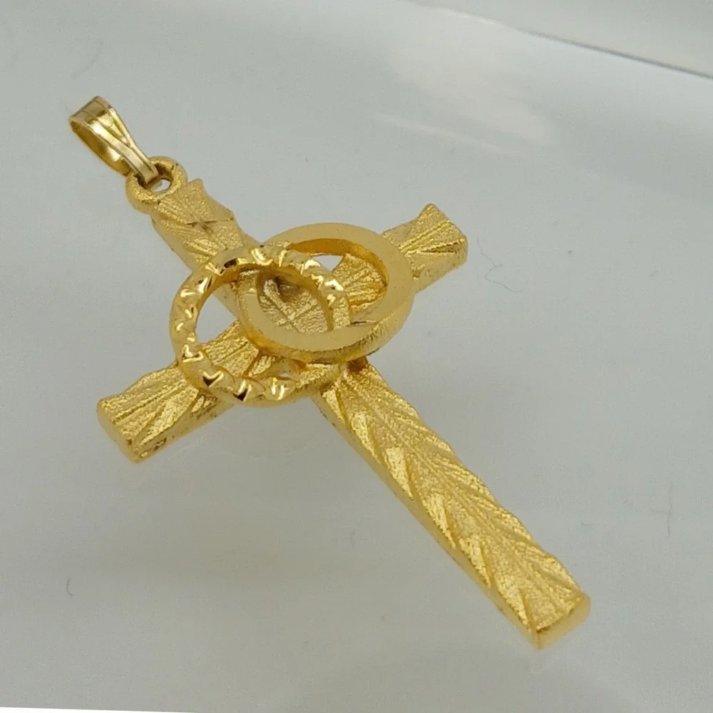 Karatbond Vintage Y2K Gold Textured Cross Pendant Interlocking Wedding Rings USA